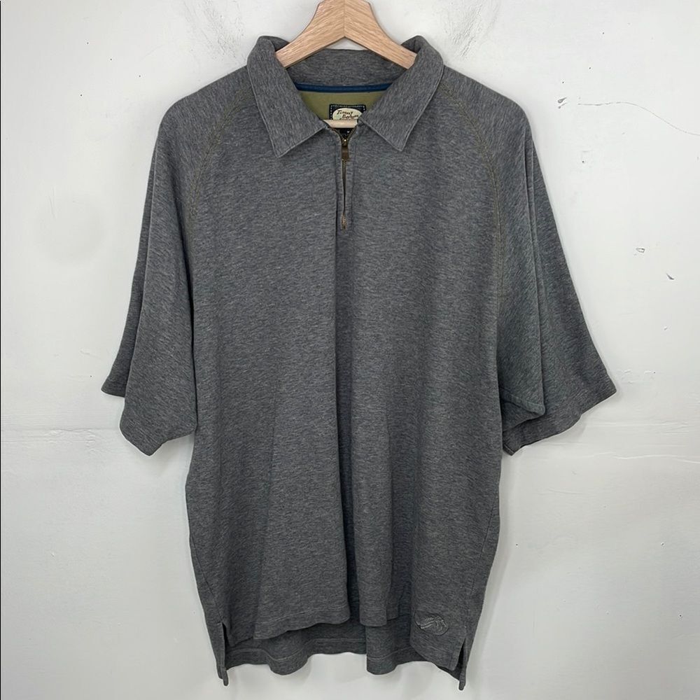 Tommy Bahama Gray Polo with Zip Collar
